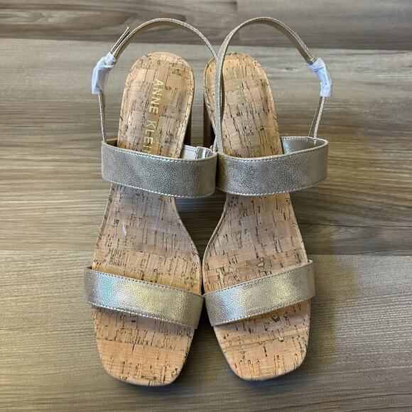 Anne Klein Women's Zaya Block Heel Sandals 4.5" Platinum Ankle Strap Size 10 NWB - Picture 6 of 15
